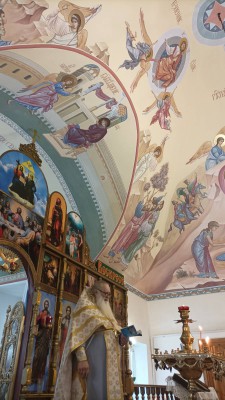 Завершён первый этап росписи подкупольной части храма Вознесения Господня сл. Красюковская